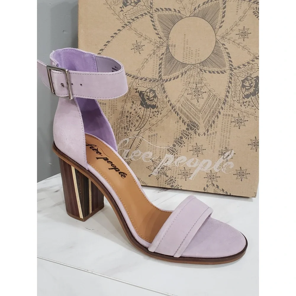 NEW WITH‎ BOX Free People Lavender Suede Serenity Heel SIZE 38.5 / 8.5